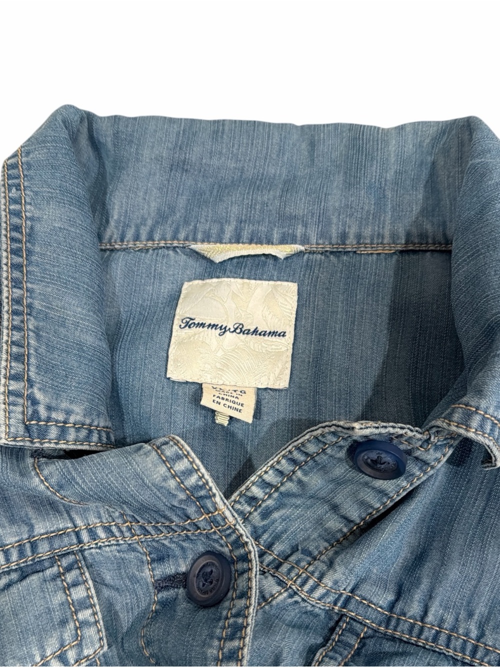 Tommy Bahama Chambray O'Lei Cropped Denim Jacket Women's XL 100% TENCEL™ Lyocell - Picture 5 of 7